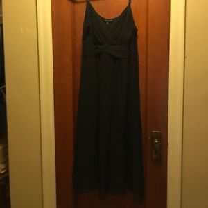 Spaghetti strap black silk dress